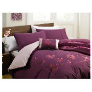 Alanis Embroidered Duvet Set Double, Plum