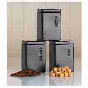 Black Square Tea, Coffee Sugar Canister Set