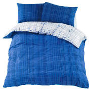 Etched Check Print Duvet Set Kingsize, Blue