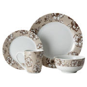 Etched Floral Dinner set 12 piece