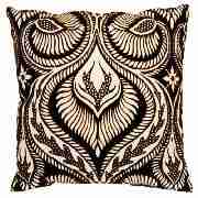 Flocked Baroque Cushion Black