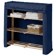 kids canvas covered shelves blue