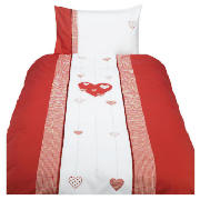 tesco Kids Embrioded Heart Gingham Single Duvet