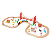 Tesco Little Steps Wooden 56 Piece Train Set