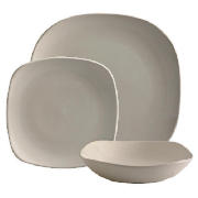 Mono square Dinnerware Set 12 piece, Cream