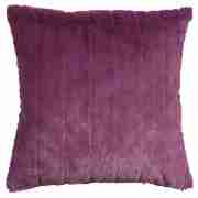 ribbed faux fur cushion plum 40x40cm