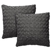 tesco Rose Faux Fur cushion, Charcoal, Twinpack