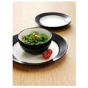 Two Tone Dinnerset 12 piece, Black & Cream