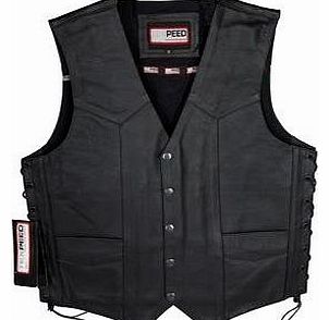 Mens Leather Motorcycle Biker Waistcoat - 46`` - Xlarge