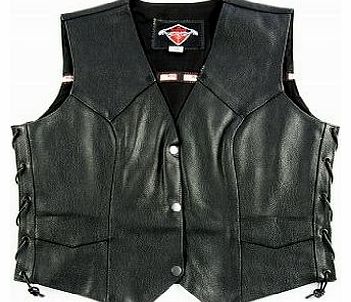 Womens Leather Motorcycle Biker Waistcoat - UK 18