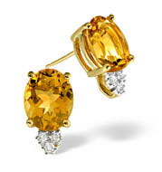 9KY DIAMOND GOLDEN CITRINE EARRINGS 0.11CT