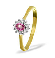 9KY DIAMOND PINK SAPPHIRE RING 0.06CT