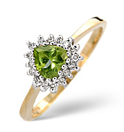 Peridot and 0.12CT Diamond Ring 9K Yellow Gold