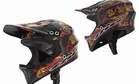 T2 BMX / MTB DH Full Face Carbon Helmet Large Tiki Torch