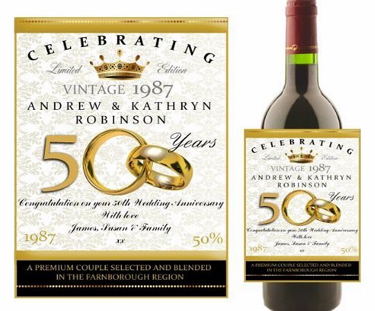 Personalised WINE BOTTLE LABEL ~ Golden Anniversary Gift Idea N14