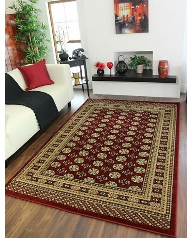 Burgundy Red Traditional Living Room Rug 0205-Red Westbury - 110 cm x 160 cm (37`` x 53``)