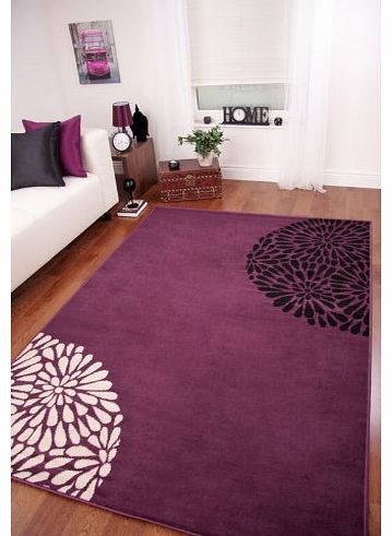 LARGE MODERN VIOLET PURPLE BLACK CREAM PLAIN RUG SHIRAZ