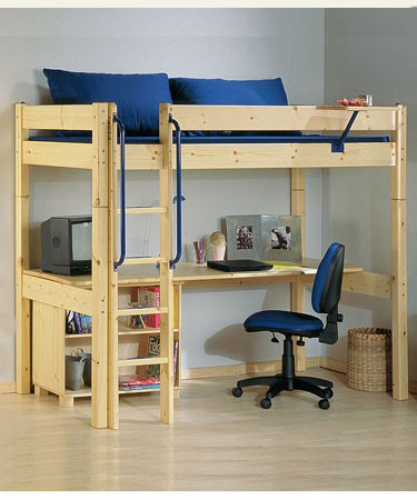 HIGH SLEEPER WITH DESK & BOOKCASE