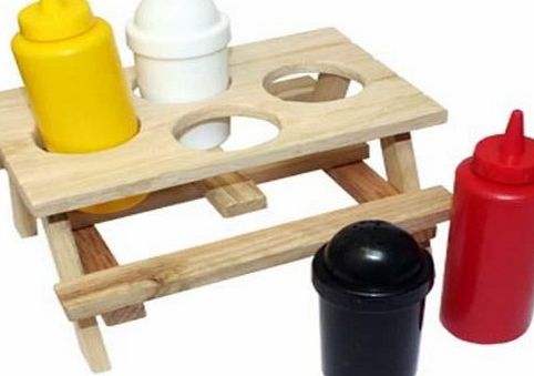 Thumbs Up Mini Picnic Table Condiment 5 piece set BBQs Festivals