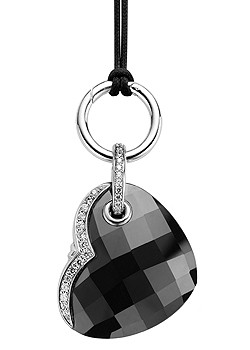 Silver Black Cubic Zirconia Heart