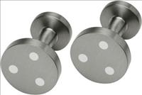 Ti2 Titanium Round Flat Titanium Cufflinks with White Dots by