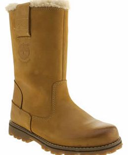 kids timberland tan 8 inch pull on girls