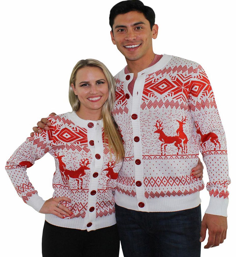 Unisex White Reindeer Double Date Romp Christmas