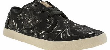 womens toms black & grey paseos floral flats