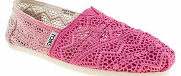 womens toms pink classic crochet dip-dye flats