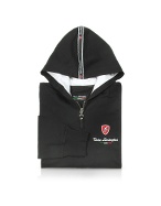 Mens Black Signature Cotton Zip Hoodie