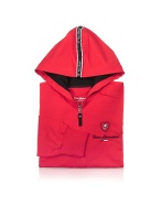 Mens Red Signature Cotton Zip Hoodie