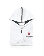 Mens White Signature Cotton Zip Hoodie