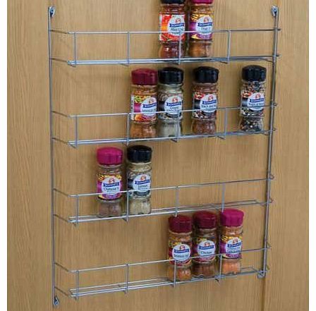 Four tier Back of door Spice, jar & packet rack -Chrome