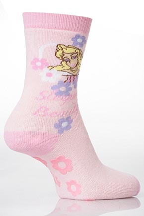 Girls 1 Pair Totes Disney Princess Slipper Sox - Sleeping Beauty Pale Pink