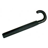 Manual Leatherette Crook Umbrella Black