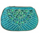 Traidcraft Blue Peacock Beaded Purse