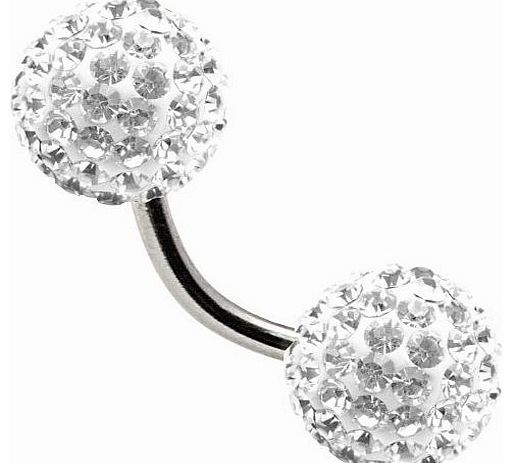 Tresor Paris Artix - Tresor Paris Naval Belly Bar - White - 8mm Crystal - Surgical Steel - Ladies