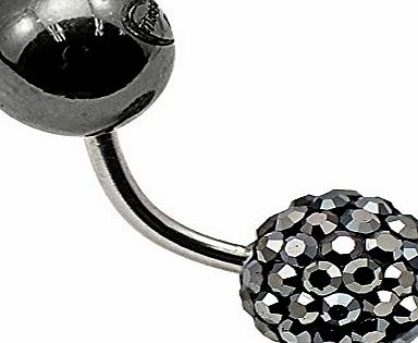 Juilly - Tresor Paris Naval Belly Bar - Grey-Magnetite - 8mm - Crystal & Magnetite - Surgical Steel