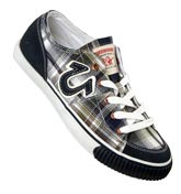 Navy Plaid Low Sneakers