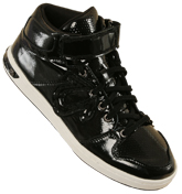 Shiny Black Hi-Top Trainers