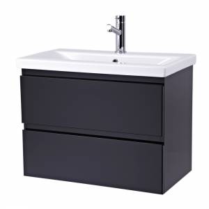 700mm Gloss Black 2 Drawer Vanity