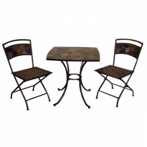 Bistro Set: 27`` Square Slate Table