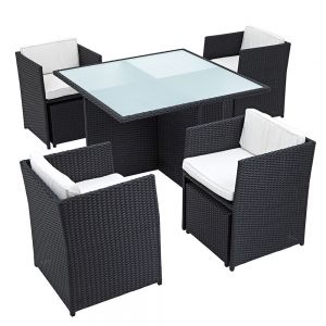 Helena Outdoor Rattan Cube Patio Dining Set 4