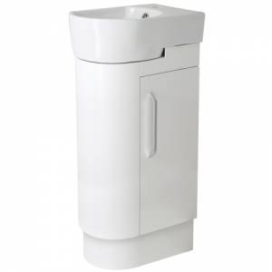 White Cloakroom Floor Standing Unit - left handed