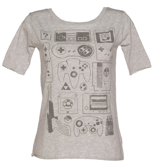 Ladies Old School Gamer Slouch Scoop Neck T-Shirt