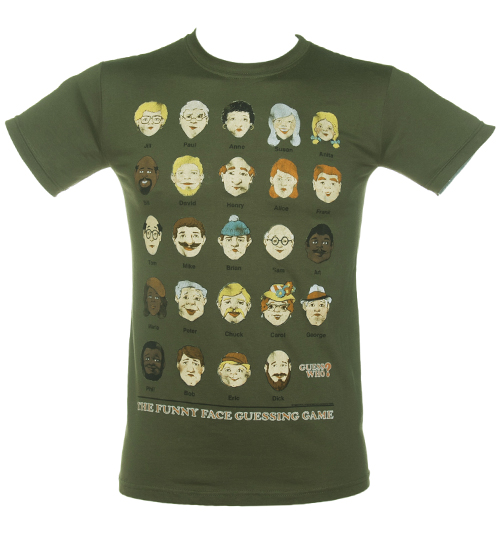 Mens Khaki Guess Who Faces T-Shirt