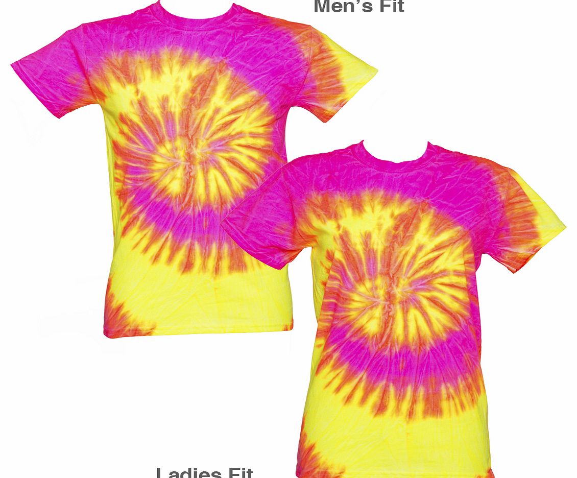 Unisex Fluoro Pink and Yellow Tie Dye T-Shirt