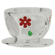 Cutie Sterling Silver Teacup Flowers Charm