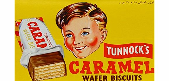 Tunnock Milk Chocolate Coated Caramel Wafer Biscuits 30 g (Pack of 48)