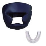 PU Full Face Head Guard Kick Boxing Headguard Protection Black with Gum Shield